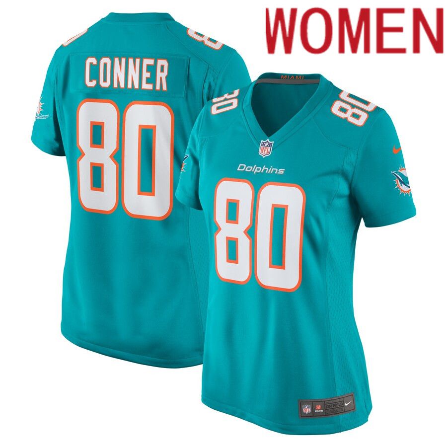 Women Miami Dolphins 80 Tanner Conner Nike Aqua Home Game Player NFL Jersey